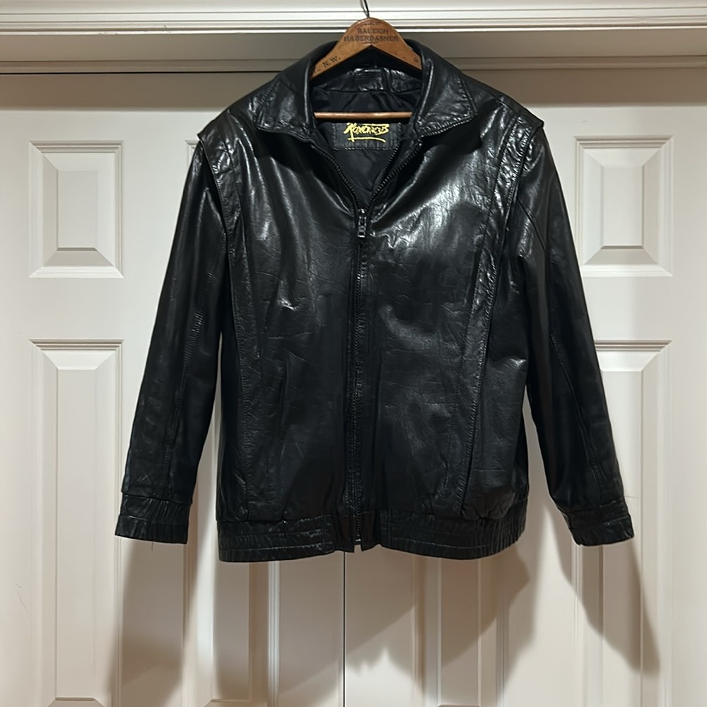 Ladies Classic Leather Black Bomber Jacket